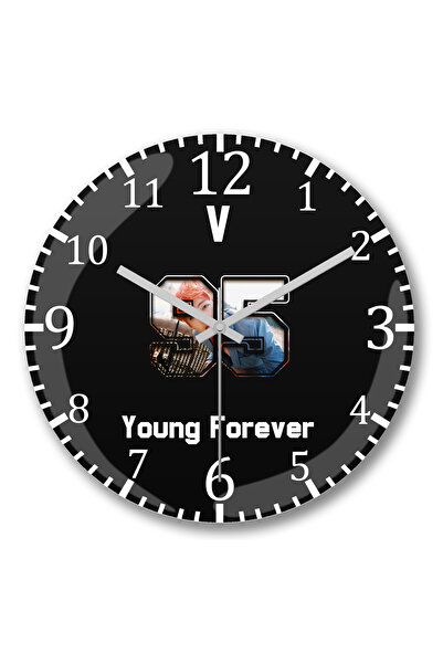 BASKI DÜNYASI ساعة حائط Bts Young Forever V من الزجاج الحقيقي المنحني