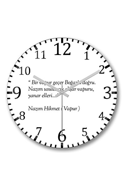 BASKI DÜNYASI Ceas de perete cu poezie Nazım Hikmet, din sticlă autentică bom...