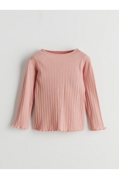 LC Waikiki Lcw Baby Pink Crew Neck Long Sleeve Basic Baby Girl Pajamas Set