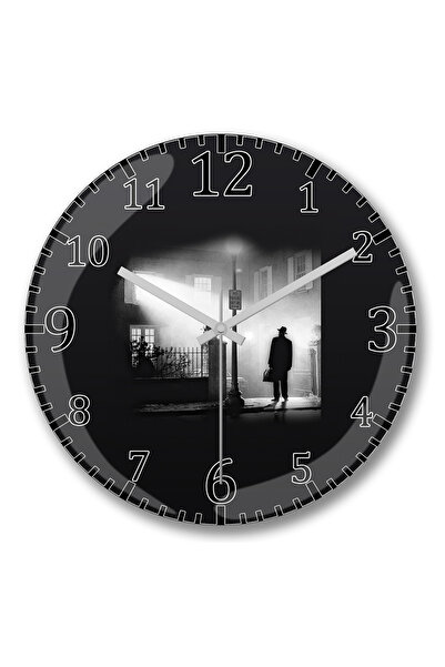 BASKI DÜNYASI ساعة حائط Exorcista Noir1 من الزجاج الحقيقي المنحني