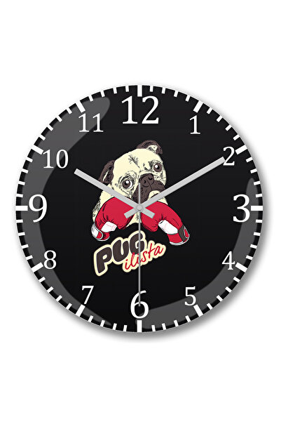 BASKI DÜNYASI Pugilista Boxing 2 Wall Clock Curved Real Glass