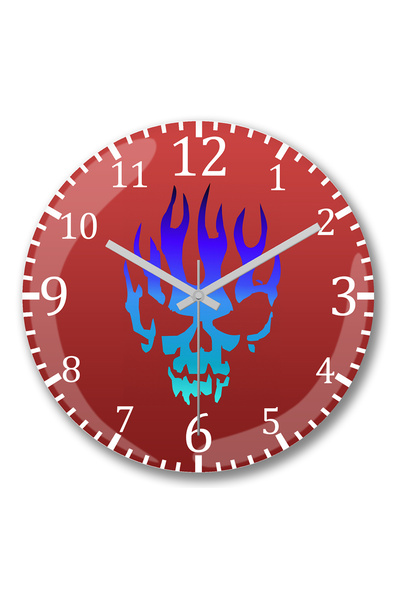 BASKI DÜNYASI ساعة حائط Camisa da Caveira من الزجاج الحقيقي المنحني