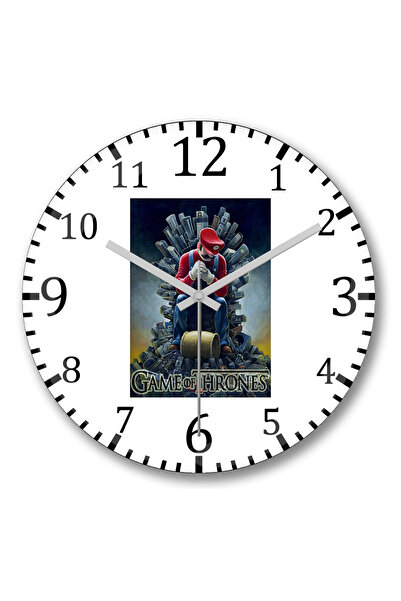 BASKI DÜNYASI ساعة حائط لورد ماريو جيم أوف ثرونز من الزجاج الحقيقي المنحني