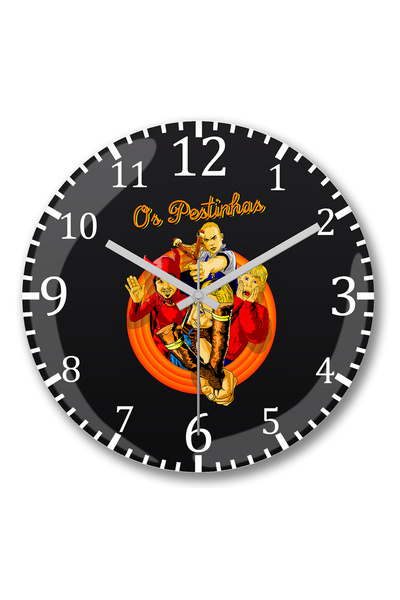 BASKI DÜNYASI ساعة حائط Os Pestinhas من الزجاج الحقيقي المنحني