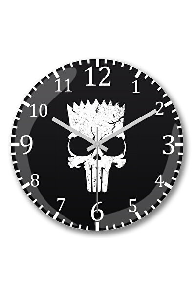 BASKI DÜNYASI ساعة حائط بارت سيمبسون من الزجاج الحقيقي المنحني