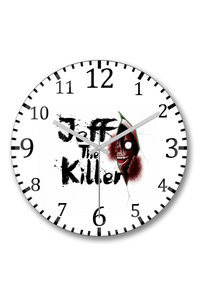 BASKI DÜNYASI ساعة حائط Estampa Jeff The Killer من الزجاج الحقيقي المنحني