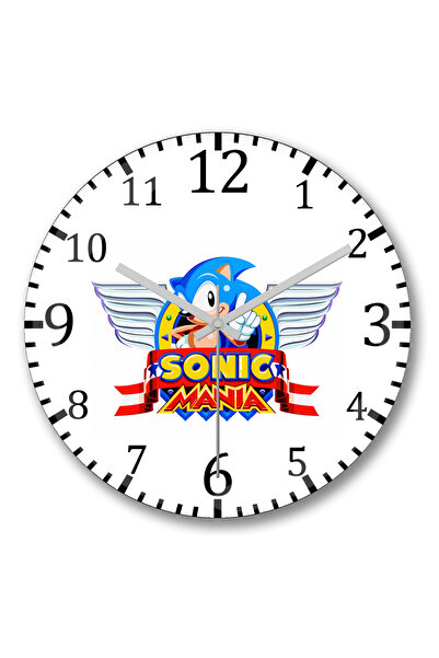 BASKI DÜNYASI ساعة حائط سونيك مانيا من الزجاج الحقيقي المنحني