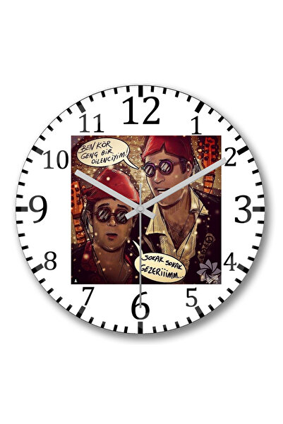 BASKI DÜNYASI ساعة حائط كمال سونال شابان أوغلو شابان من الزجاج الحقيقي المنحني