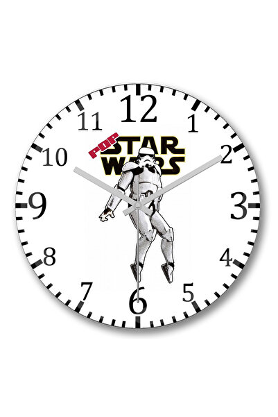 BASKI DÜNYASI ساعة حائط بوب ستار وورز من الزجاج الحقيقي المنحني