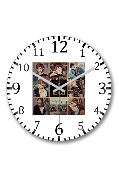 BASKI DÜNYASI Ceas de perete Bts You Never Walk Alone din sticlă autentică bo...