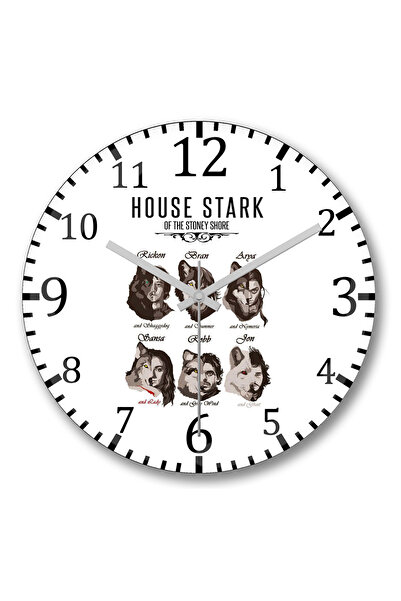 BASKI DÜNYASI Ceas de perete Stark Children and Wolves din sticlă autentică b...