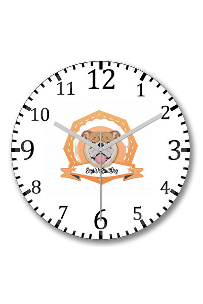 BASKI DÜNYASI Ceas de perete Bulldog Colecciona Racii Pug Dog din sticlă autentică bombată