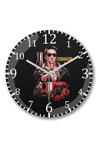 BASKI DÜNYASI ساعة حائط تيرميناتور من الزجاج الحقيقي المنحني