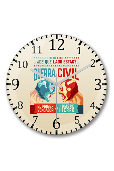 BASKI DÜNYASI Ceas de perete Lucha Libre Cap și Iron Man din sticlă autentică...