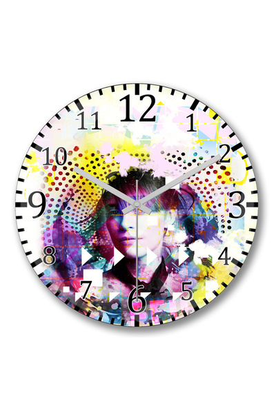 BASKI DÜNYASI ساعة حائط فيست من الزجاج الحقيقي المنحني