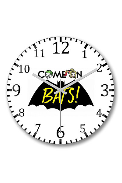 BASKI DÜNYASI ساعة حائط Come On Bats من الزجاج الحقيقي المنحني