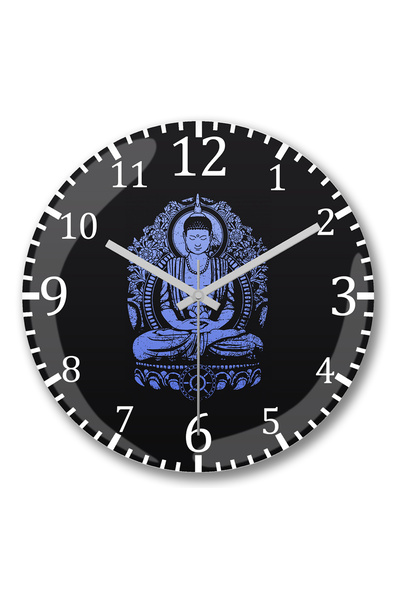BASKI DÜNYASI ساعة حائط بوذا من الزجاج الحقيقي المنحني