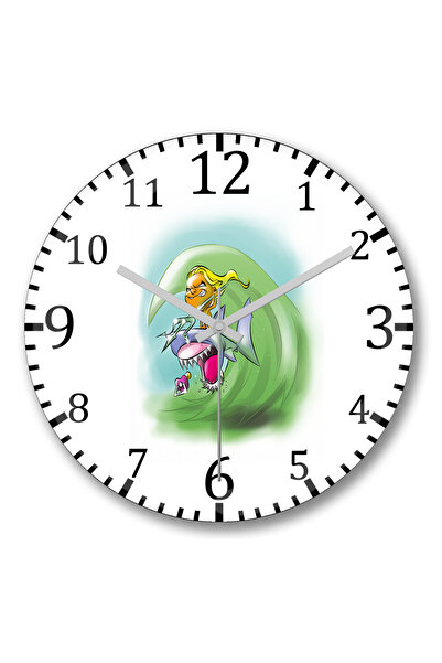 BASKI DÜNYASI ساعة حائط Aquaboy من الزجاج الحقيقي المنحني