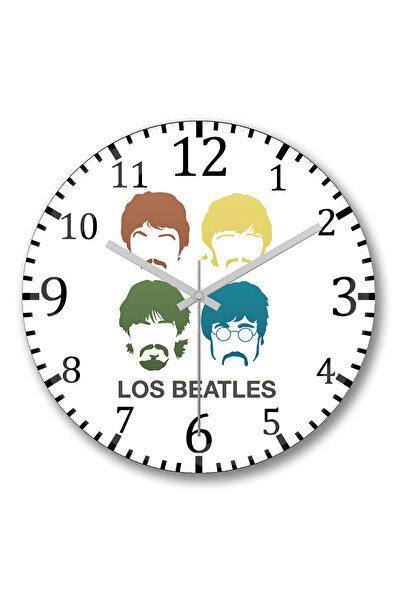 BASKI DÜNYASI ساعة حائط البيتلز لوس بيتلز من الزجاج الحقيقي المنحني