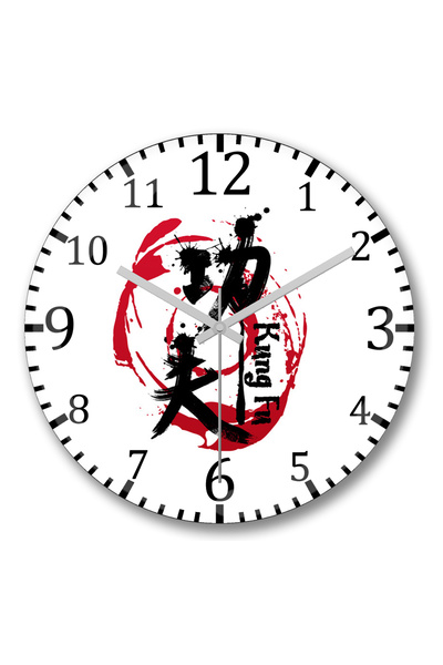 BASKI DÜNYASI ساعة حائط الكونغ فو الصينية الكونغ فو من الزجاج الحقيقي