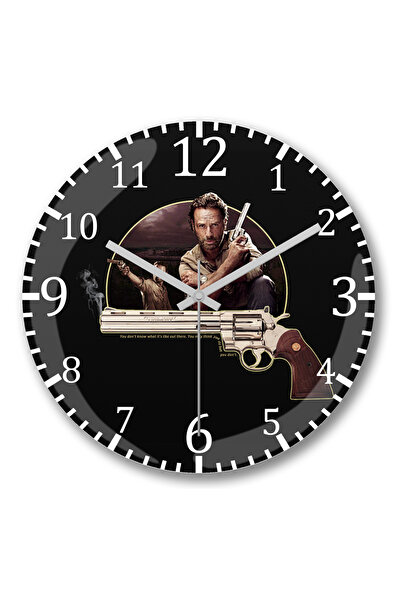 BASKI DÜNYASI Ceas de perete The Walking Dead Rick cu fundal negru din sticlă...