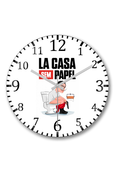 BASKI DÜNYASI ساعة حائط La Casa Sem Papel من الزجاج الحقيقي المنحني