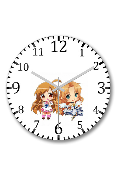 BASKI DÜNYASI Ceas de perete Anime Chibi din sticlă autentică bombată