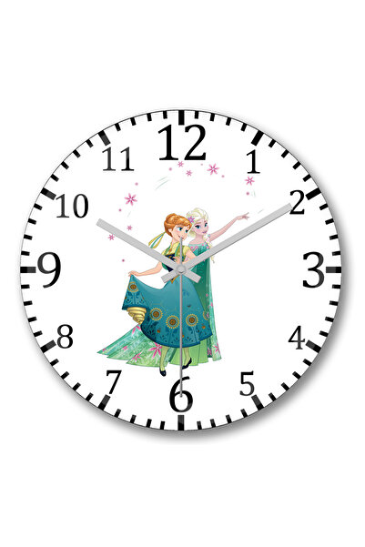 BASKI DÜNYASI ساعة حائط إلسا آنا أولاف من شركة والت ديزني من الزجاج الحقيقي المنحني