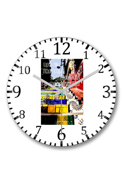 BASKI DÜNYASI ساعة حائط ريو دي جانيرو برانكا من الزجاج الحقيقي المنحني