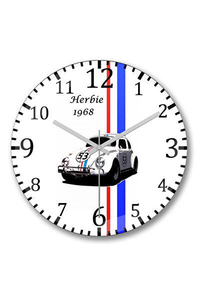BASKI DÜNYASI Ceas de perete pentru mașină Herbie 1968 din sticlă autentică b...