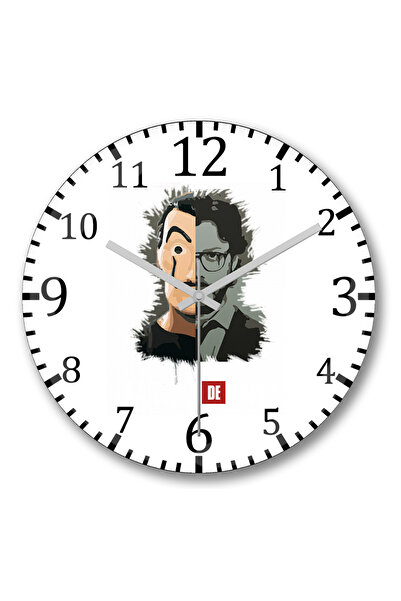 BASKI DÜNYASI ساعة حائط البروفيسور لا كاسا دي بابيل من الزجاج الحقيقي المنحني