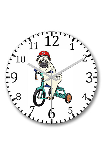 BASKI DÜNYASI Ceas de perete Pug Dog 02 din sticlă autentică bombată