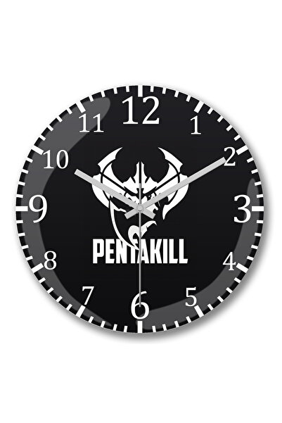 BASKI DÜNYASI ساعة حائط Pentakill من الزجاج الحقيقي المنحني