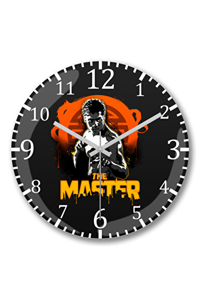 BASKI DÜNYASI ساعة حائط بروس لي ذا ماستر من الزجاج الحقيقي المنحني