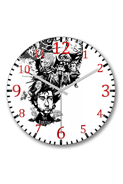 BASKI DÜNYASI ساعة حائط تيم بيرتون من الزجاج الحقيقي المنحني