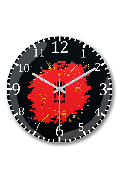 BASKI DÜNYASI ساعة حائط بشعار Monsta X الجديد من الزجاج الحقيقي