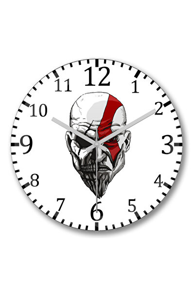 BASKI DÜNYASI ساعة حائط كراتوس الموت والغضب من الزجاج الحقيقي المنحني