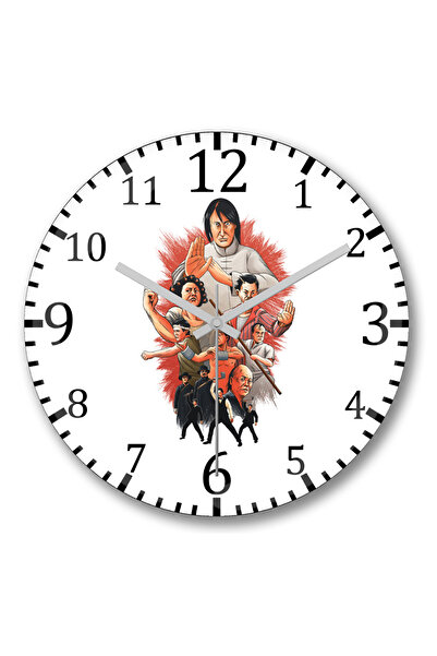 BASKI DÜNYASI ساعة حائط ماسترز أوف هاسل كونغ فو هاسل من الزجاج الحقيقي المنحني