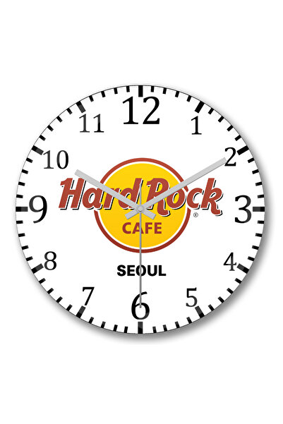 BASKI DÜNYASI ساعة حائط هارد روك كافيه سيول من الزجاج الحقيقي المنحني