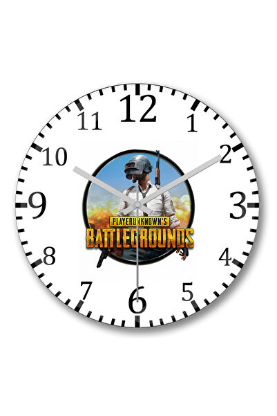 BASKI DÜNYASI استمتع بساعة حائط Pugb من الزجاج الحقيقي المنحني