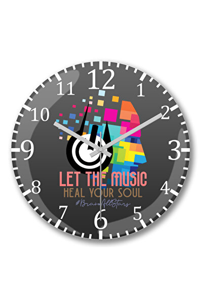 BASKI DÜNYASI ساعة حائط الطباعة الغنائية من الزجاج الحقيقي المنحني