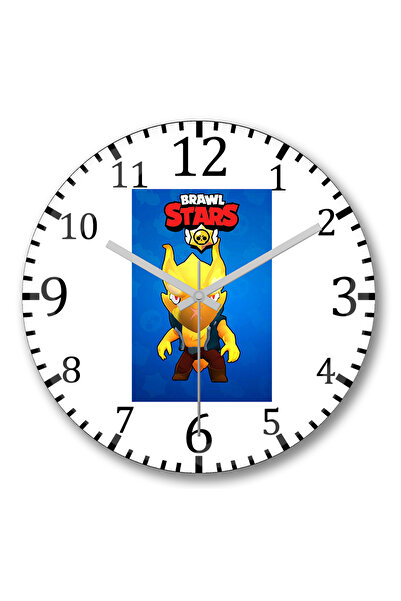 BASKI DÜNYASI ساعة حائط Brawl Stars Crow من الزجاج الحقيقي المنحني