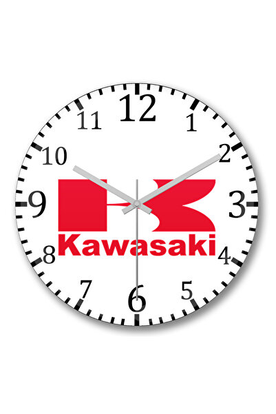 BASKI DÜNYASI Ceas de perete cu logo Kawasaki din sticlă autentică bombată