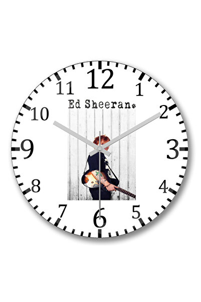 BASKI DÜNYASI ساعة حائط إد شيران من الزجاج الحقيقي المنحني