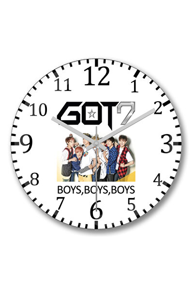BASKI DÜNYASI ساعة حائط Got7 Kpop من الزجاج الحقيقي المنحني