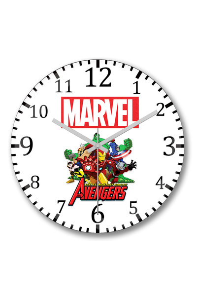 BASKI DÜNYASI ساعة حائط مارفل أفنجرز من الزجاج الحقيقي المنحني