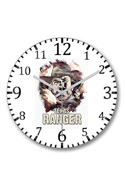 BASKI DÜNYASI ساعة حائط تكساس رينجر من الزجاج الحقيقي المنحني