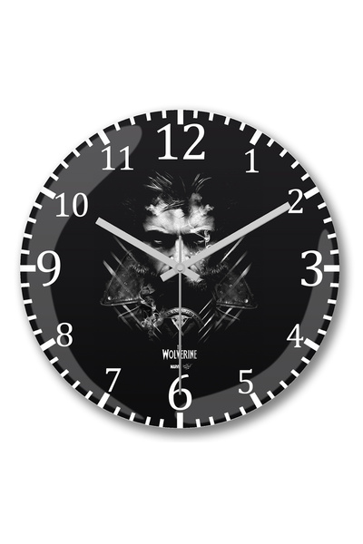 BASKI DÜNYASI ساعة حائط ولفيرين مارفل من الزجاج الحقيقي المنحني