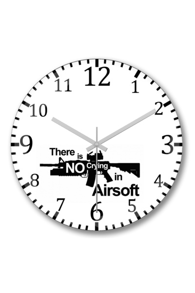 BASKI DÜNYASI Ceas de perete No Crying in Airsoft din sticlă autentică bombată