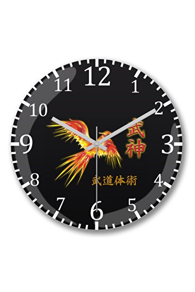 BASKI DÜNYASI ساعة حائط Bujinkan Fenix ​​من الزجاج الحقيقي المنحني